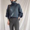 Chaqueta Suéter de Cuello Alto Otoño e Invierno Moda Coreana Holgada Versátil Abrigo Elegante Celebridad de Internet Estilo Perezoso Top de Manga Larga