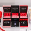 Caixa de Presente Flor Rosa de Camada Dupla Caixa de Presente para Batom Colar Flor Eterna Caixa de Joias Caixa de Embalagem de Aniversário Caixa de Joias