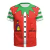 Ropa Festiva de Santa Claus Nueva Europea y Americana 2024 Impresión Digital 3D Juvenil Casual Holgada Cuello Redondo Manga Corta