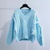 Suéter con cuello en V y torsión de borlas para mujer, Otoño e Invierno, Nuevo estilo coreano, Holgado, Adelgazante, Color liso, Moda, Prendas de abrigo versátiles, Suéter