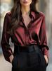 2025 Estación Independiente Deseo Amazon Estilo Caliente Otoño Color Puro Moda Elegante Camisa de Botones de Manga Larga Ropa para Mujer