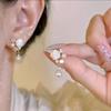 Pendientes de borlas estilo coreano con aguja plateada de alta calidad, estilo francés, perla de imitación, estilo retro, pendientes de nicho con piedra de ojo de gato para mujer.