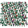 Muro de Cerca Artificial Transfronteiriço com Folhas Verdes, Cerca de Madeira, Flores Artificiais, Decoração de Jardim, Madeira Plástica, Cerca de Planta Verde em PVC