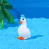 Ornatos de Cisne Branco de Resina para Micro Paisagens Decorações de Ganso Branco Artesanato de Pato Branco Acessórios DIY de Polo Aquático Pato Turbante