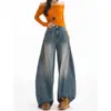 Os Jeans Tendência deste Ano, de Corte Largo e Perna Larga, Estilo Scimitar, para Mulheres são Fáceis de Combinar com Calças Retas de Cintura Alta Estilo Americano para Outono e Inverno