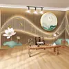 Nuevo estilo chino parrilla sala de té sala de estar fondo papel tapiz paisaje flores y pájaros mural artístico medicina tradicional china masaje recolección de oídos tienda papel tapiz