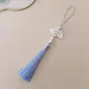 Guanshan Yue recomienda abanico de ácido acético con borla de 18 cm marcapáginas con pincho de perla linterna accesorios para ropa Hanfu cheongsam infantil