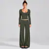 Conjunto de traje de yoga de tacto desnudo transfronterizo para mujer, ajuste ceñido, secado rápido, camiseta de manga larga, casual para exteriores, para correr, traje deportivo de cintura alta