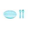 Plato Redondo de Silicona para Cena Set de 3 Piezas Tazón para Comida de Bebé Plato para Cena Infantil Plato Dividido Plato para Cena Integrado con Ventosa