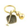 Llavero de calabaza hecho a mano estilo chino de latón puro, colgante para recolectar fortuna, retro para hombre, recogedor, colgante creativo para bolso de mujer