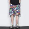 Shorts de Grafite Masculino Verão Fino Seda de Gelo Calça de Praia Tamanho Grande Calça Floral Marca Tendência Esportes Hip-Hop Basquete Calça de Cinco Pontos