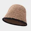Sombrero de pescador de lana cálida tejido con costuras de felpa, estilo japonés para estudiantes, circunferencia de cabeza grande temprana, otoño e invierno, sombrero versátil para mujer