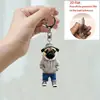 Pingente chaveiro fofo plano de acrílico 2D transfronteiriço para carro e mochila