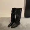 Botas de plataforma Marrones Melard con aumento interno de altura, botas de montar de caña larga para mujer, botas largas ajustadas de punta cuadrada para otoño e invierno 2026