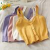 Vitality Girl Love Camisola Slim Knitted Sweater Slim Knitted Small Camisole Feminino Branco Tamanho Único