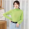 Celebridad de Internet Color Caramelo Malla Perspectiva Manga Larga Camiseta Base para Mujer Nueva Combinación Total Color Sólido Holgada Estilo Puño Dobladillo