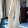 Calça de Lã Grossa de Alta Densidade Estilo Novo para Mulheres, Calça Wide Leg Drapeada de Cintura Alta para Outono e Inverno