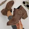 Botines de tacón grueso con punta fina estilo francés para mujer, nueva colección otoño/invierno 2026, botas negras de tacón alto versátiles y de moda con cremallera lateral
