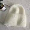 Novo Chapéu de Tricô de Pelo de Coelho Angorá Feminino Cor Doce Mais Fácil de Combinar Chapéu Fashion Feminino Outono e Inverno Cor Sólida Chapéu Quente Chapéu de Veludo de Coelho