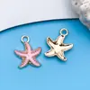 Mistura de 11 Estilos de Pingentes de Liga Metálica de Golfinho Rosa com Gotejamento de Tinta, Estrela-do-mar, Concha, Peixe-palhaço para Pulseira, Colar, Acessórios de Joias DIY
