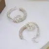 Anel Geométrico Personalizado de Novo Estilo Transfronteiriço Brincos Enrolados à Mão Fotografia de Rua Brincos Totalmente de Diamante de Luxo Acessível High-End E826