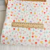 Tecido floral mini de cor clara estilo coreano, tecido crepe de três camadas, material para pijamas, cobertores e colchas