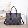 Bolsa Tote Masculina de Grande Capacidade Estilo Coreano Bolsa Masculina Bolsa de Ombro Xadrez Horizontal Bolsa para Documentos Maleta Casual para Negócios