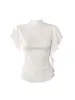 Camiseta de Manga Corta con Volantes Suave y Elegante para Mujer, Nuevo Estilo de Verano, Única y Hermosa, Ajustada, Top Versátil