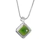 Colgante Cuadrado de Plata S925 con Jaspe Hetian, Diseño Hueco de Lujo Ligero, Collar Simple Versátil