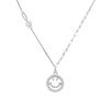 Collar con colgante redondo de cara sonriente de diamantes con microincrustaciones de plata esterlina S925 de Shangying, cadena de clavícula con sonrisa simple y moderna que combina con todo.