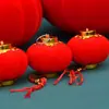 Serie de linternas pequeñas flocadas, linternas colgantes de serie roja, decoraciones de Año Nuevo, Festival de Primavera, diseño de escena de boda