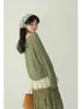 Cárdigan de punto verde con cuello en V y lazada, protector solar, para mujer, camisa fina de verano para aire acondicionado, chaqueta exterior holgada