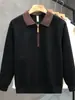 Sudadera con cremallera hasta la mitad y solapa, manga larga, estilo Old Money casual para hombre, chaqueta, novedad Otoño/Invierno 2026, top