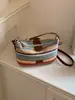 Bolso Tejido de Paja Arcoíris Nuevo 2026 para Mujer, Bolso de Mano Rayado de Moda, Bolso de Hombro Ligero Versátil de Alto Valor