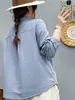 Camisa Blanca de Manga Larga Estilo Commuter para Mujer, Corte Holgado, Adelgazante, Versátil, Top Casual de Algodón Puro, Chaqueta de Encaje de Gasa de Algodón de Doble Capa