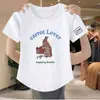 Ropa de Maternidad Talla Grande Blanca Hombro Normal Manga Corta Tipo Algodón para Mujer 2024 Nuevo Top Pequeño Dulce Picante Top Pequeño Verano