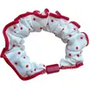 Scrunchie de Tecido Vermelho Doce Versátil Iluminador Feminino Xadrez Rabo de Cavalo Prendedor de Cabelo Acessório de Cabelo