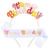 Banda para el Cabello con Alfabeto para Cumpleaños de Niñas Transfronteriza Cinturón de Etiqueta Traje ES MI CUMPLEAÑOS Regalo de Fiesta Disfraz