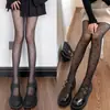 Meias Brancas em Formato de Coração para Mulheres, Finas de Primavera e Outono, Doces com Laço, Meia-Calça Branca Leite, Meias Pretas Lolita com Bolinhas Redondas JK