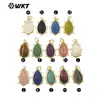 WT-P1974 Exquisite Gota d'Água Colorida Colorida Multicor Opcional Pedra Lápis Lazúli Pó de Cristal Brincos Pingente Acessórios