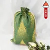 Bestseller transfronterizo: Bolsa grande de Navidad con estampado dorado y cordón, bolsa de regalo de arpillera, bolsa de regalo para dulces de Navidad, bolsa de regalo hecha a medida