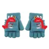 Guantes Flip para Niños Lindo Dinosaurio de Dibujos Animados Niños Bebé Niños Jardín de Infancia Invierno Cálido Medio Dedo Lana