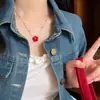 ¡Flores Arcoíris! Collar de Flor de Dopamina con Cuentas para Mujer, Diseño de Nicho, Exquisita Cadena para Clavícula, Impresionante Accesorio