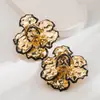 Pendientes Metálicos de Flor con Goteo de Aceite de Estilo Nuevo, Audaces y Únicos, para Mujer, Joyería para Orejas Tridimensional de Diseño de Nicho de Alta Gama
