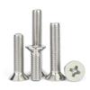 Parafuso de cabeça escareada cruzada GB819 de aço inoxidável 304, parafuso de cabeça chata, fio de máquina completo, fonte M1-M8, fabricante