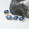 S925 chapado en oro accesorios de manualidades DIY esmalte cloisonné porcelana azul quemado cloisonné flores camiseta plana de los deseos