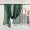 Bufanda Pequeña Larga Estilo Coreano de Verano para Mujer Bufanda de Seda de Color Sólido Delgada Protector Solar de Seda Chifón para Bailar Bufanda Qiaoqi Roja