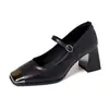 Zapatos de mujer estilo francés con puntera metálica, anti-patada, inspirados en Chanel, de corte bajo, elegantes, versátiles zapatos Mary Jane de punta cuadrada
