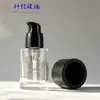 Botella de Vidrio Transparente con Dispensador de Loción 30ml Botella para Base Líquida Cosméticos Botella Dispensadora Redonda Recta de Vidrio para Emulsión de Agua