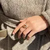 Anillo de Flor de Rubí Naranja Ovalado Estilo Palacio de Lujo Ligero Incrustado con Circonita Anillo Retro Elegante de Diamante Completo